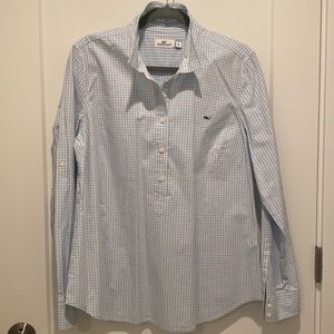 Vineyard Vines Blue & White Gingham Shirt, Size 16
